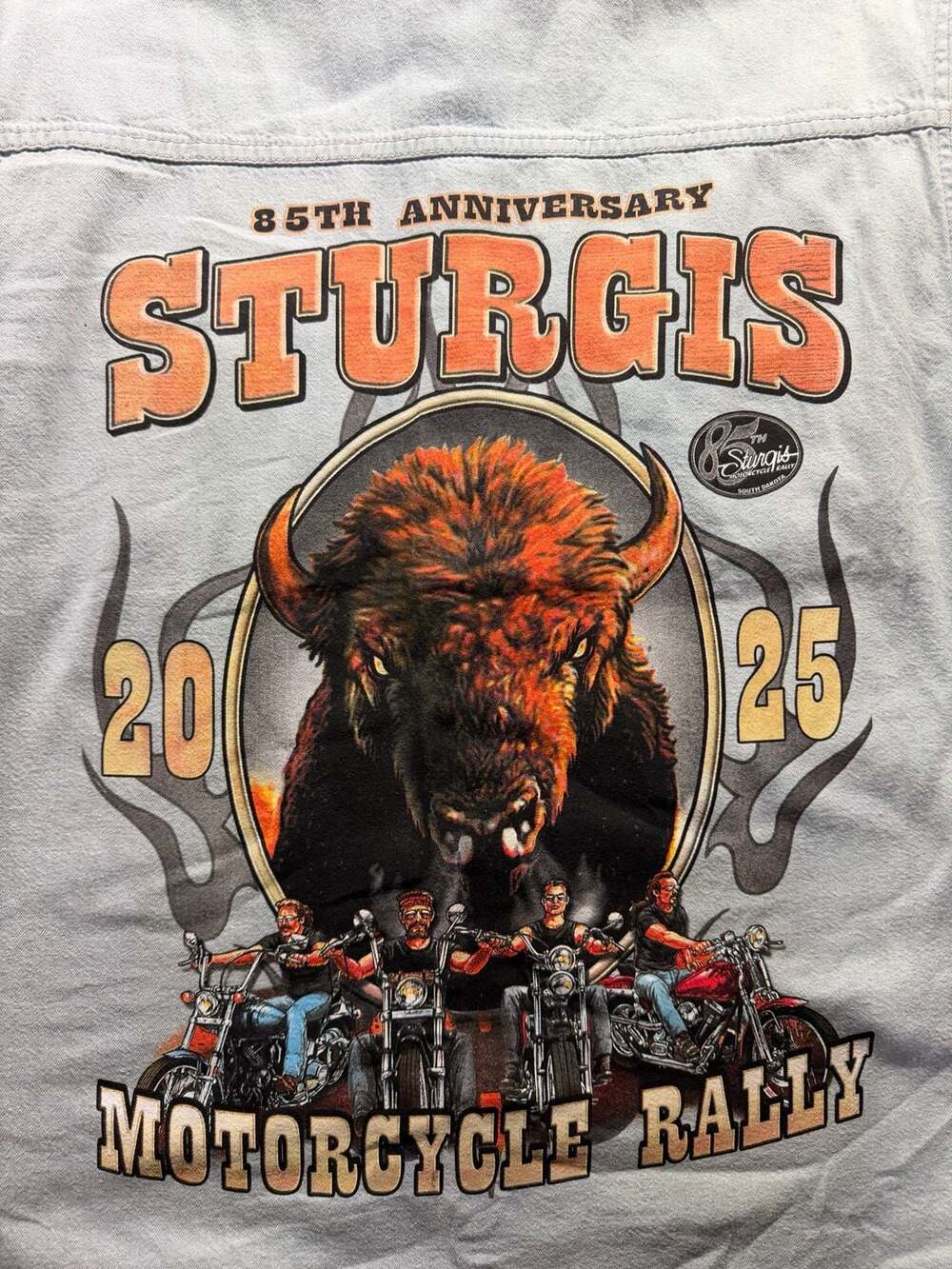Maverick TP Sturgis 2025 85th Anniversary Motorcycle Rally Denim Cut-Off Shirt - Picture 6 of 7